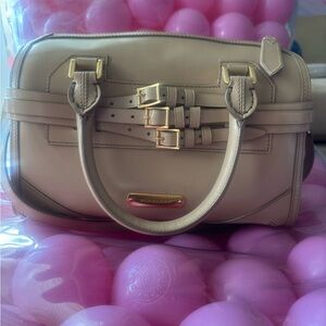 Burberry Beige Leather Satchel with Gold Accents